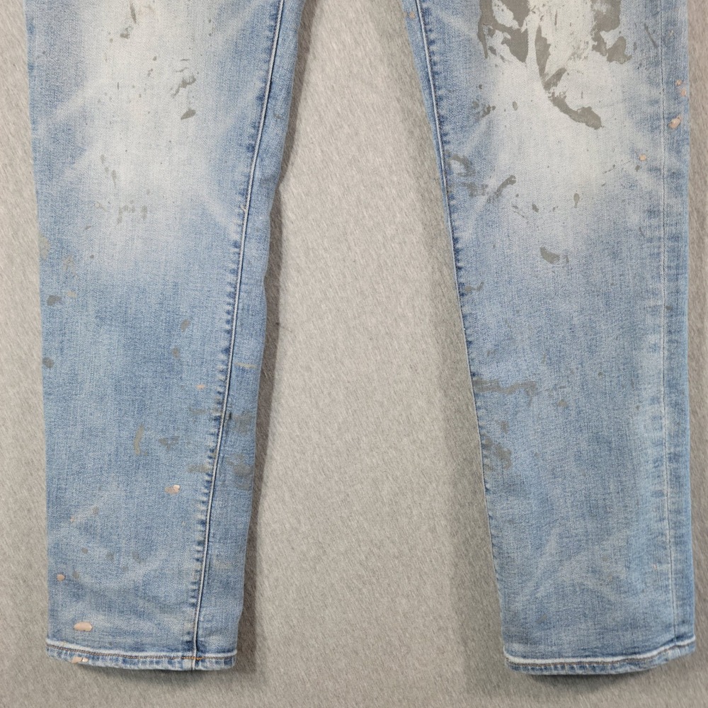 American Eagle Jeans Mens 33x34 Airflex Slim Straight Paint Splatter Distressed - Picture 2 of 14